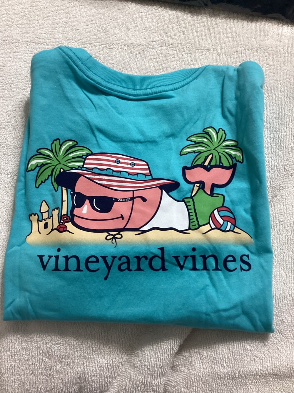 Vineyard Vines Turquoise Sand Castle Whale Short Sleeve Tee Boys 7